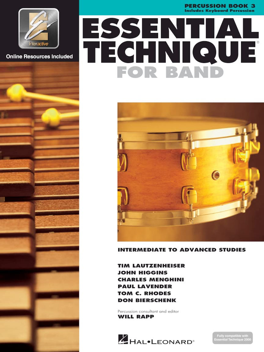 Book cover of 'Essential Technique for Band' with a drum on a white background