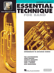 Book cover of 'Essential Technique for Band' with baritone horn illustration and Hal Leonard logo.