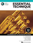 Music book cover for 'Essential Technique for Band' on a baritone T.C. with a gold instrument.