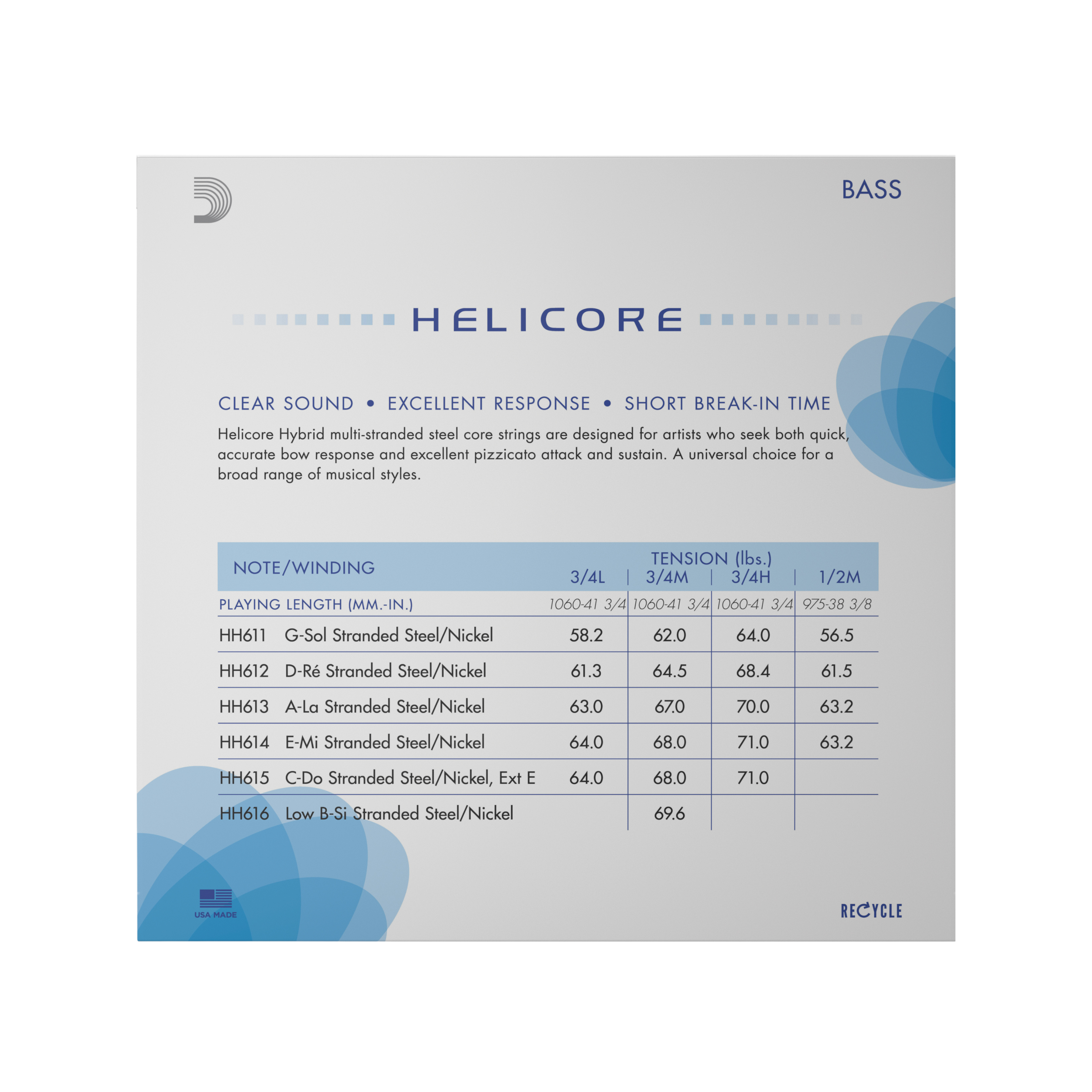 D'Addario Helicore Hybrid Bass Strings