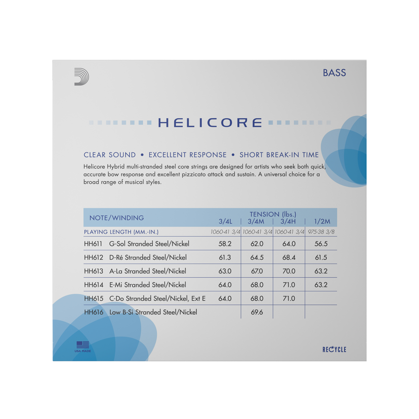 D'Addario Helicore Hybrid Bass Strings