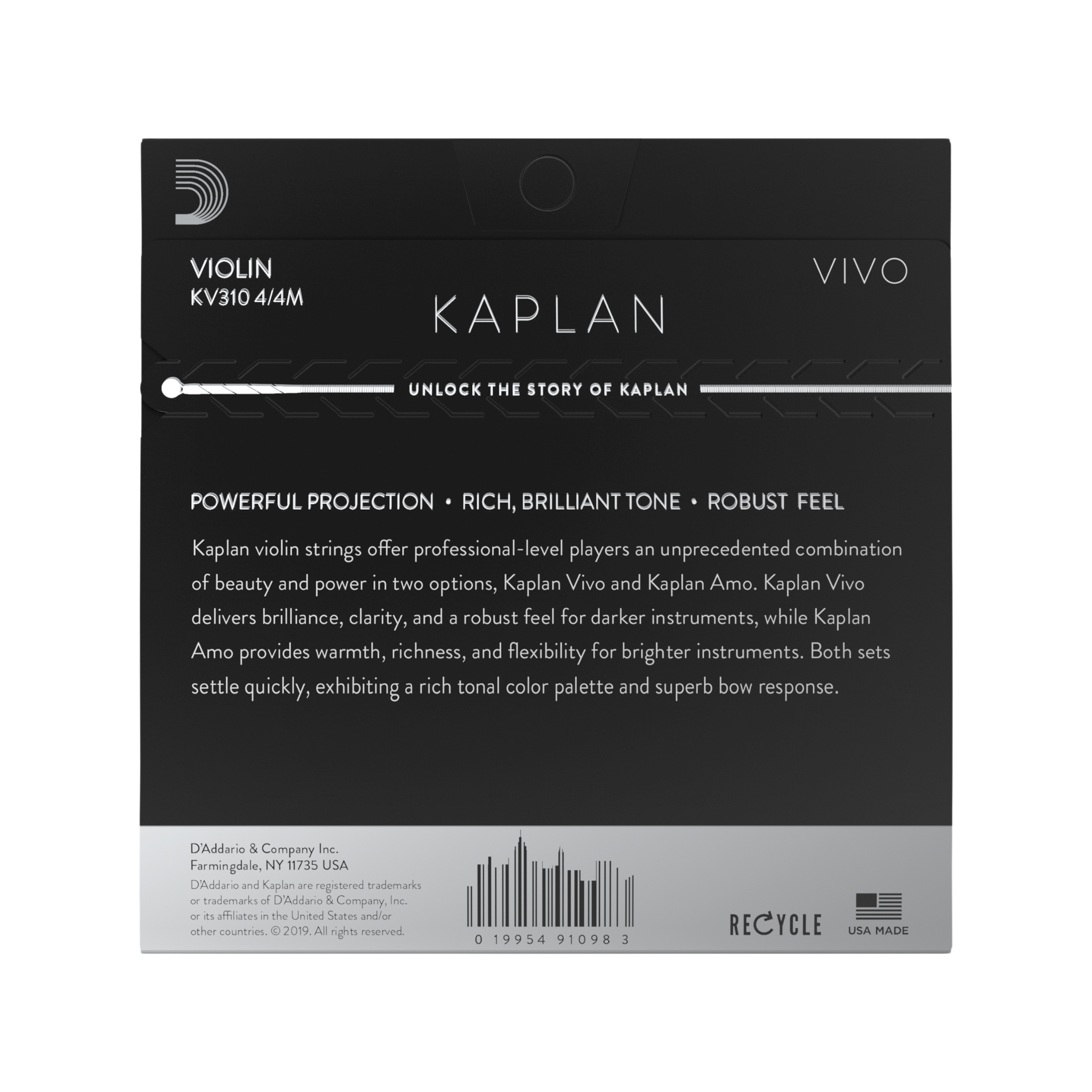 D'Addario Kaplan Vivo Violin Strings