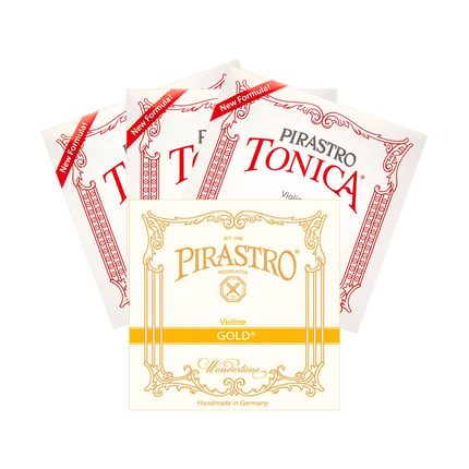 Pirastro Tonica Violin Strings Set with Gold Wondertone E