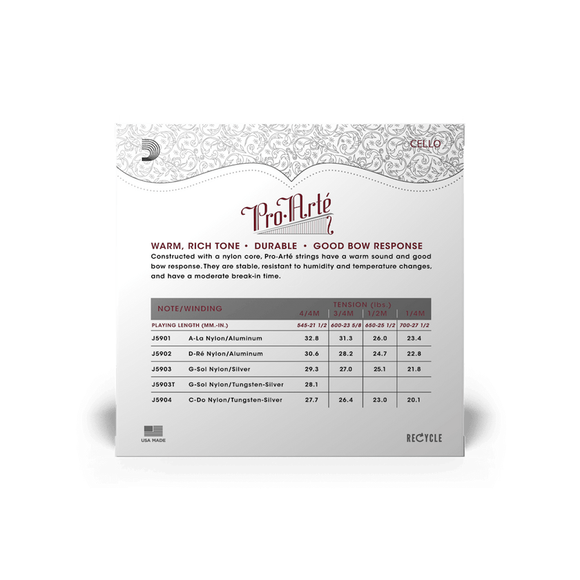 D'Addario Pro-Arté Cello String Set
