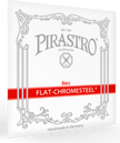 Pirastro bass string set packaging with decorative elements on a white background