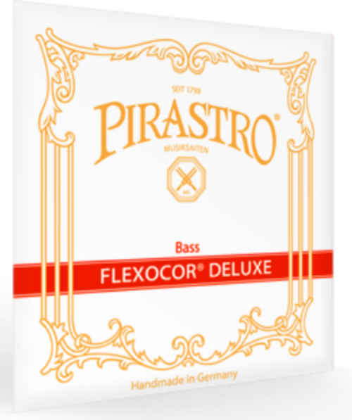 Pirastro Flexocor Deluxe bass strings packaging on a white background