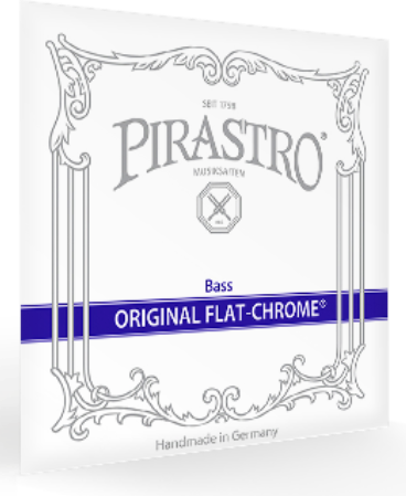 Pirastro bass string set packaging with decorative design on a white background